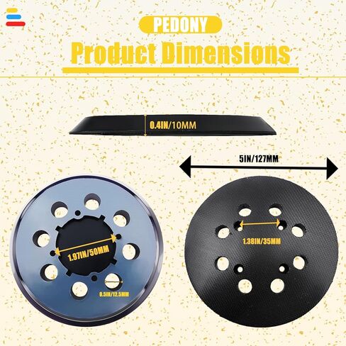 وسادة بديلة بخطاف وحلقة مقاس 5 بوصات و8 فتحات من PEDONY لـ DeWalt DWE6423/6423K، DWE6421/6421K، DCW210B ماكينة سنفرة مدارية عشوائية - 3 عبوات من وسائد الصنفرة لـ DWE64233 وN329079 in Kuwait