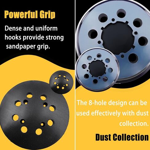 وسادة بديلة بخطاف وحلقة مقاس 5 بوصات و8 فتحات من PEDONY لـ DeWalt DWE6423/6423K، DWE6421/6421K، DCW210B ماكينة سنفرة مدارية عشوائية - 3 عبوات من وسائد الصنفرة لـ DWE64233 وN329079 in Kuwait