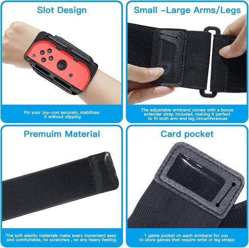 EJGAME ترقية جديدة 2 في 1 لحزام الذراع وحزام الساق متوافق مع Nintendo Switch Sports/Ring Fit Adventure/Just Dance in Kuwait