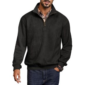 Mens Western Quarter Zip Pullover Midweight Mock Neck Suede Fabric Casual Sweatshirts (S-XXL) in Saudi Arabia