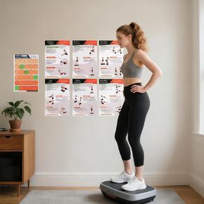 Laminated Vibration Plate Poster -6 Workout Guidance with 30-Day Workout Planner & Body Zone Chart | Beginner to Advanced Guide for Home Gym | Waterproof Exercise Poster (14"x9.5") in Saudi Arabia