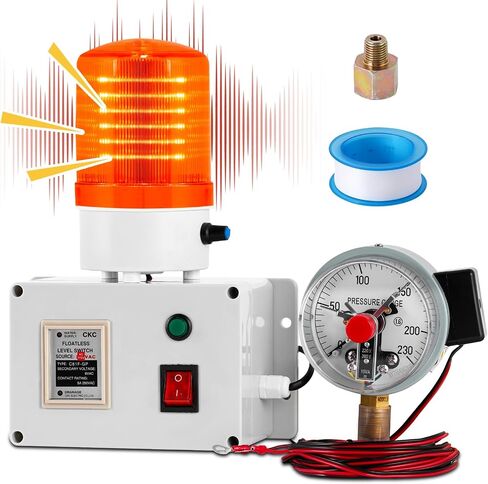 High Low Pressure Alarm - 150PSI Oil & Water Pressure Warning Light - 105dB Sound Light Alarm - 110V in Saudi Arabia