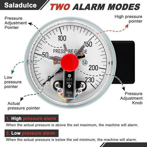 High Low Pressure Alarm - 150PSI Oil & Water Pressure Warning Light - 105dB Sound Light Alarm - 110V in Saudi Arabia