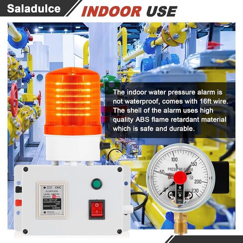 High Low Pressure Alarm - 150PSI Oil & Water Pressure Warning Light - 105dB Sound Light Alarm - 110V in Saudi Arabia