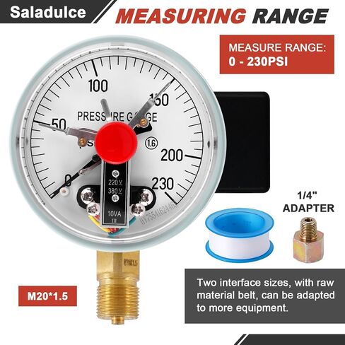 High Low Pressure Alarm - 150PSI Oil & Water Pressure Warning Light - 105dB Sound Light Alarm - 110V in Saudi Arabia