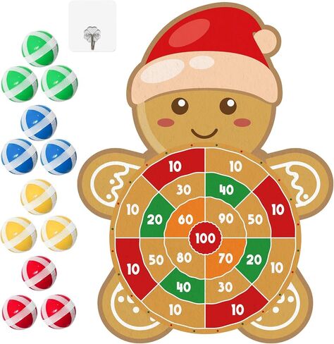 YQUQWN Large Christmas Dart Board for Kids 28.7 Inch Gingerbread Man Target with 12 Sticky Balls Hook Christmas Indoor Decorations Party Toys Gifts for Family in Saudi Arabia