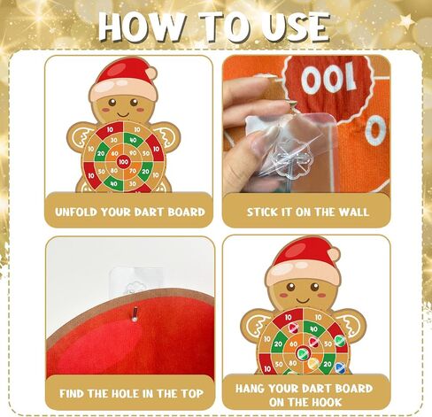 YQUQWN Large Christmas Dart Board for Kids 28.7 Inch Gingerbread Man Target with 12 Sticky Balls Hook Christmas Indoor Decorations Party Toys Gifts for Family in Saudi Arabia