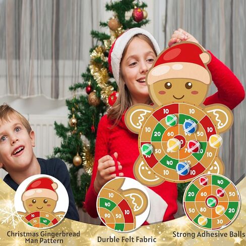 YQUQWN Large Christmas Dart Board for Kids 28.7 Inch Gingerbread Man Target with 12 Sticky Balls Hook Christmas Indoor Decorations Party Toys Gifts for Family in Saudi Arabia