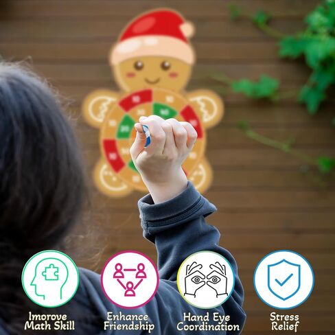 YQUQWN Large Christmas Dart Board for Kids 28.7 Inch Gingerbread Man Target with 12 Sticky Balls Hook Christmas Indoor Decorations Party Toys Gifts for Family in Saudi Arabia