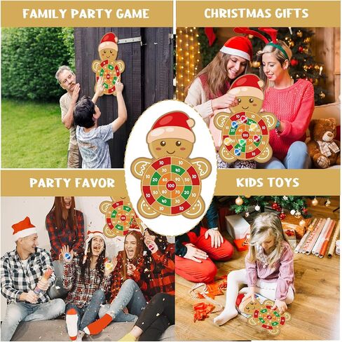YQUQWN Large Christmas Dart Board for Kids 28.7 Inch Gingerbread Man Target with 12 Sticky Balls Hook Christmas Indoor Decorations Party Toys Gifts for Family in Saudi Arabia