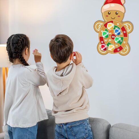 YQUQWN Large Christmas Dart Board for Kids 28.7 Inch Gingerbread Man Target with 12 Sticky Balls Hook Christmas Indoor Decorations Party Toys Gifts for Family in Saudi Arabia