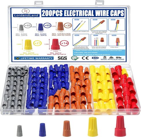 90pcs أغطية الأسلاك الأسلاك الكهربائية موصلات المكسرات ، عزل إدراج موصلات الأسلاك الكهربائية مع الزنبرك ، أغطية سلك محمولة للاتصال السريع ، أغطية سلكية ملونة كهربائية in Kuwait
