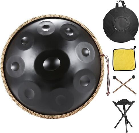 Handpan Music Handpan 18 in ، 440Hz Classic G Minor 9 Notes Music Instrument Pan ، مع حقيبة تخزين الأسطوانة ، مطرقة ، جديلة ، حامل ، ملصقات صوتية ، قماش تنظيف للأطفال ، البالغين ، الأزرق in Saudi Arabia