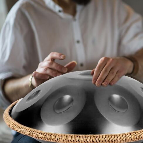 Handpan Music Handpan 18 in ، 440Hz Classic G Minor 9 Notes Music Instrument Pan ، مع حقيبة تخزين الأسطوانة ، مطرقة ، جديلة ، حامل ، ملصقات صوتية ، قماش تنظيف للأطفال ، البالغين ، الأزرق in Saudi Arabia