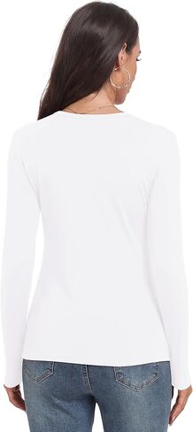Long Sleeve Shirts for Women Crew Neck Lightweight Slim Fit Fall Going Out Tops Underscrub Winter Clothes in Kuwait