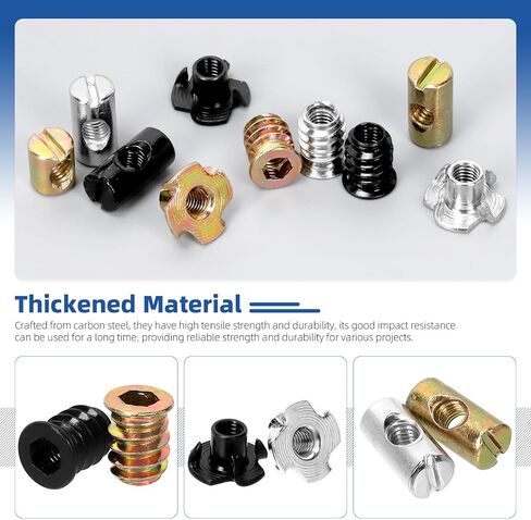 Glarks 60pcs M6 x 10/12/15/20mm Black Cross Dowel Hammer Nut Assortment Kit, Includes 40pcs Barrel Nuts, 10pcs Wood Inserts Bolt Furniture Screw, 10pcs 4-Pronged Tee Nut in Saudi Arabia
