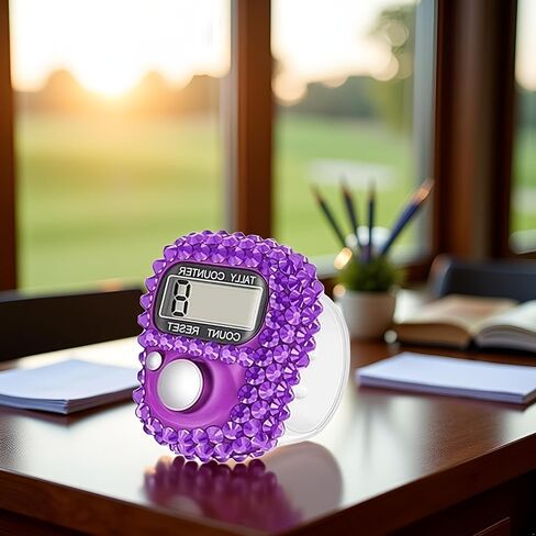 Electronic Finger Tally Counter Clicker Counter,Convenient Portable Digital Display Tally Counter,Resettable Mini Lap Counter for Golf Goods Counting Accessories,Track and Field Lap Counters(Purple) in Saudi Arabia