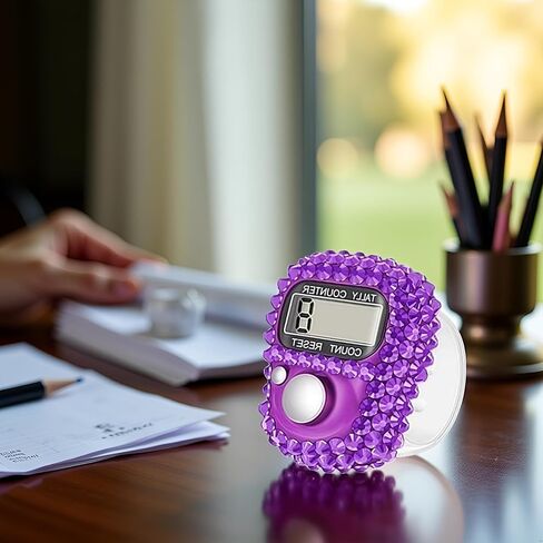Electronic Finger Tally Counter Clicker Counter,Convenient Portable Digital Display Tally Counter,Resettable Mini Lap Counter for Golf Goods Counting Accessories,Track and Field Lap Counters(Purple) in Saudi Arabia