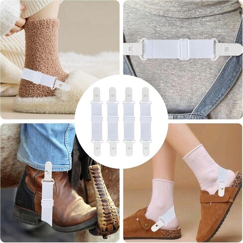 4 Pcs Adjustable Boot Straps for Cowboy Boots, Durable Black Fabric with Elastic Ring＆Sturdy Clips Comfortable and Versatile Boot Accessories for Motorcycle, Garden, Stirrups Leg Straps in Saudi Arabia