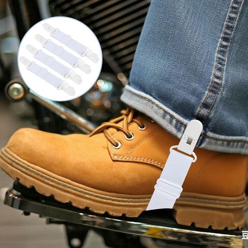 4 Pcs Adjustable Boot Straps for Cowboy Boots, Durable Black Fabric with Elastic Ring＆Sturdy Clips Comfortable and Versatile Boot Accessories for Motorcycle, Garden, Stirrups Leg Straps in Saudi Arabia
