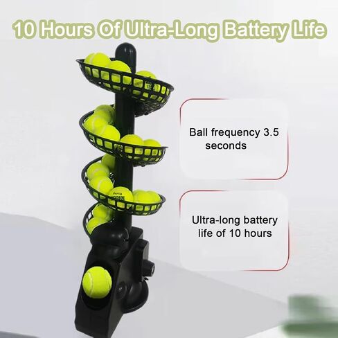 Portable Tennis Serving Machine, Handheld Ball Launcher with Remote Control, 33 Balls Capacity, 48° Adjustable Head, Ideal for All Ages & Skill Levels, Perfect for Solo Training in Saudi Arabia