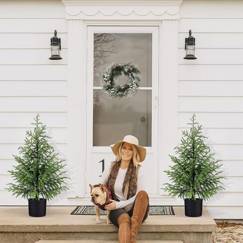 4FT Artificial Topiary Trees for Outdoor Front Porch Décor, Real Touch Norfolk Pine Tree, UV Rated Fake Potted Plants for Indoor and Outdoor Use in Saudi Arabia