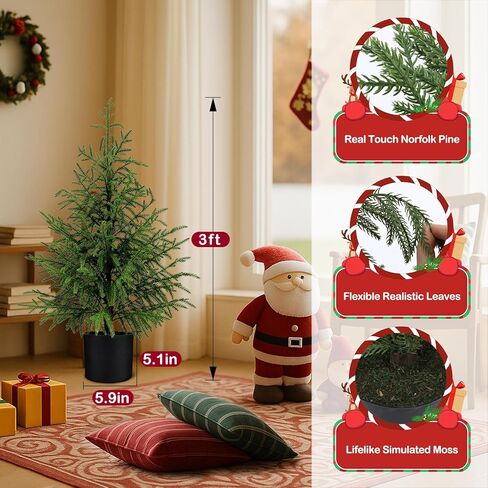 4FT Artificial Topiary Trees for Outdoor Front Porch Décor, Real Touch Norfolk Pine Tree, UV Rated Fake Potted Plants for Indoor and Outdoor Use in Kuwait
