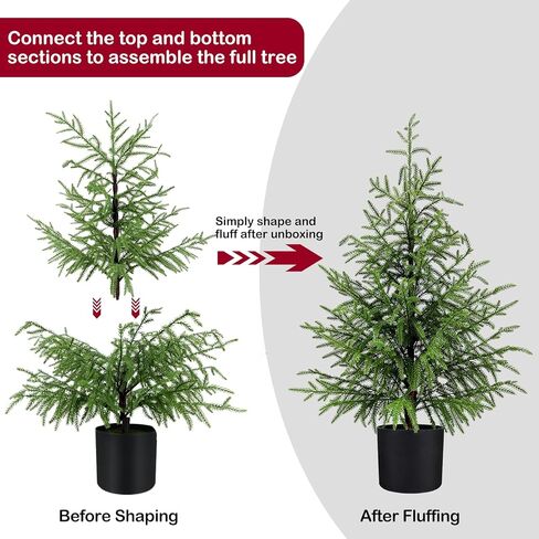 4FT Artificial Topiary Trees for Outdoor Front Porch Décor, Real Touch Norfolk Pine Tree, UV Rated Fake Potted Plants for Indoor and Outdoor Use in Kuwait