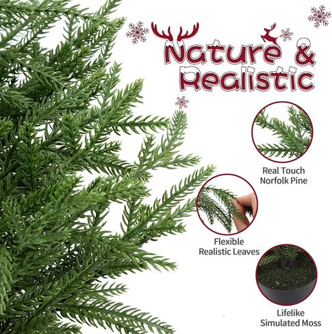 4FT Artificial Topiary Trees for Outdoor Front Porch Décor, Real Touch Norfolk Pine Tree, UV Rated Fake Potted Plants for Indoor and Outdoor Use in Kuwait