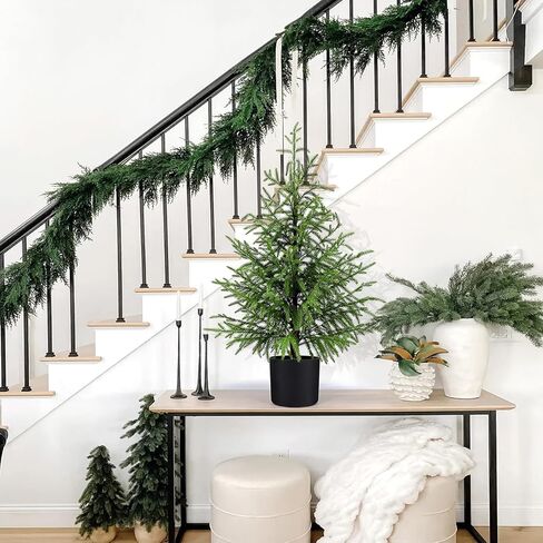 4FT Artificial Topiary Trees for Outdoor Front Porch Décor, Real Touch Norfolk Pine Tree, UV Rated Fake Potted Plants for Indoor and Outdoor Use in Kuwait