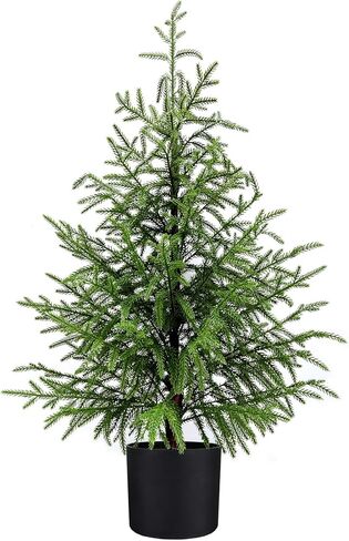 4FT Artificial Topiary Trees for Outdoor Front Porch Décor, Real Touch Norfolk Pine Tree, UV Rated Fake Potted Plants for Indoor and Outdoor Use in Kuwait