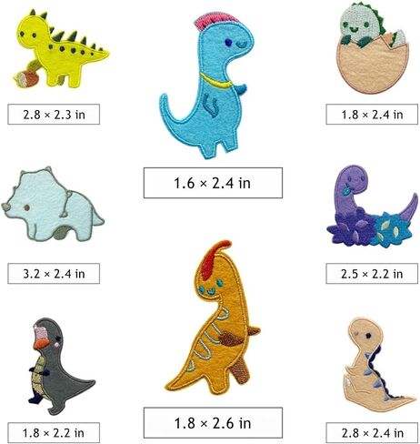 9 PCS Dinosaur Iron على بقع - بقع حديدية مطرزة DIY - بقع ديناصور لطيفة الأطفال على بقع للملابس ， حقائب الظهر ، القبعات (أحجام مختلفة) in Saudi Arabia