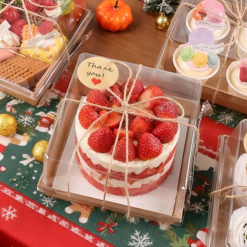 20 حزمة صناديق كعكة صغيرة صناديق شركوتري حاويات كعكة مصغرة مع أغطية من 4-6 بوصة الحلوى الحلوى الحلوى بودندويتش الفطيرة (بني 7x7x4 بوصة) in Kuwait