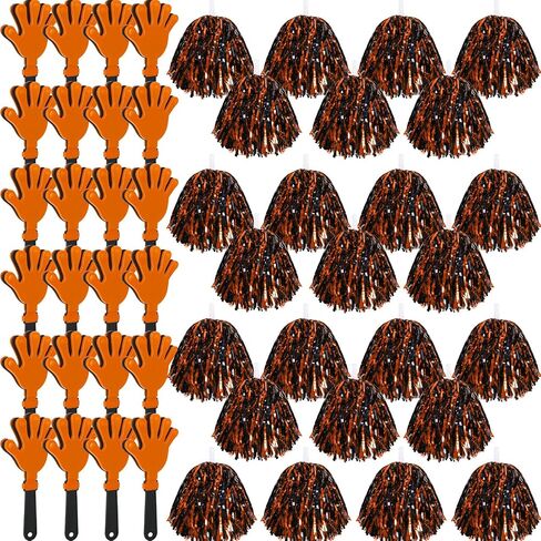 48 Pcs Cheerleading Pom Poms and Hand Clappers Noisemakers Set for Team Spirit Items Sporting Events Football Baseball Cheering Essentials Party Favors Dance（Red and Black in Saudi Arabia