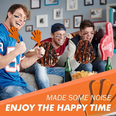 48 Pcs Cheerleading Pom Poms and Hand Clappers Noisemakers Set for Team Spirit Items Sporting Events Football Baseball Cheering Essentials Party Favors Dance（Red and Black in Saudi Arabia