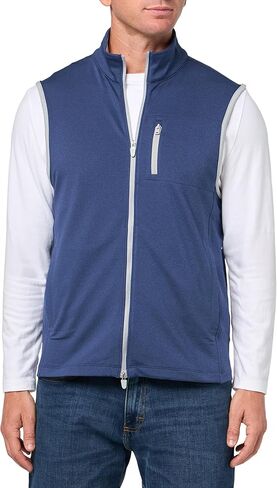Brooks Brothers Men's Standard KNT PERF Full Zip Vest, Grey Heather in Kuwait