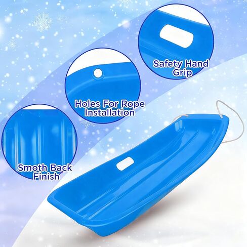 Kids' Snow Sled - Durable Lightweight Design for Winter Fun, Easy-to-Steer Sledge with Comfortable Seat, Perfect for Snowy Adventures in Saudi Arabia