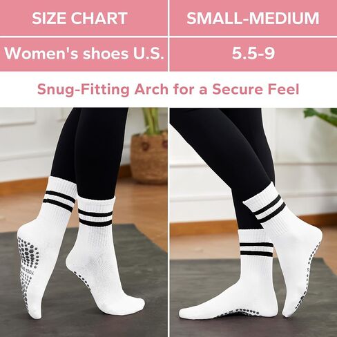 Mancreda Pilates Socks for Women with Non-Slip Grips 84% Cotton Yoga Socks for Barre, Hospital & Barefoot (2/3/4 Pairs) in Kuwait