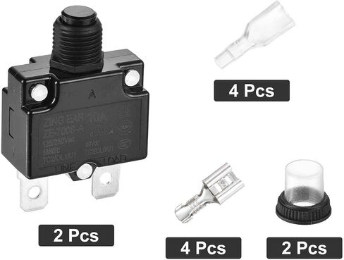 DMiotech 15A Thermal Circuit Breaker 125/250V AC 50V DC 1.8x1.1x0.6 Manual Reset Overload Protector with Quick Connect Terminal and Waterproof Cap for Overload Protection,2Pcs in Saudi Arabia