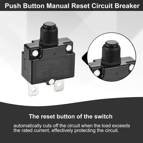 DMiotech 15A Thermal Circuit Breaker 125/250V AC 50V DC 1.8x1.1x0.6 Manual Reset Overload Protector with Quick Connect Terminal and Waterproof Cap for Overload Protection,2Pcs in Saudi Arabia