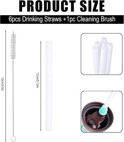6pcs Drinking Straws for Owala Kids Flip Insulated Water Bottle, Reusable Straw Replacement with Cleaning Brush Tumbler Parts Accessories Compatible with Owala Kids Flip 14oz Cups in Kuwait