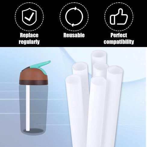 6pcs Drinking Straws for Owala Kids Flip Insulated Water Bottle, Reusable Straw Replacement with Cleaning Brush Tumbler Parts Accessories Compatible with Owala Kids Flip 14oz Cups in Kuwait
