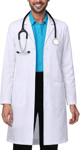 Professional Lab Coat White for Men Women Unisex Medical Labcoat Doctor Nurse Med Laboratory Coat in Saudi Arabia