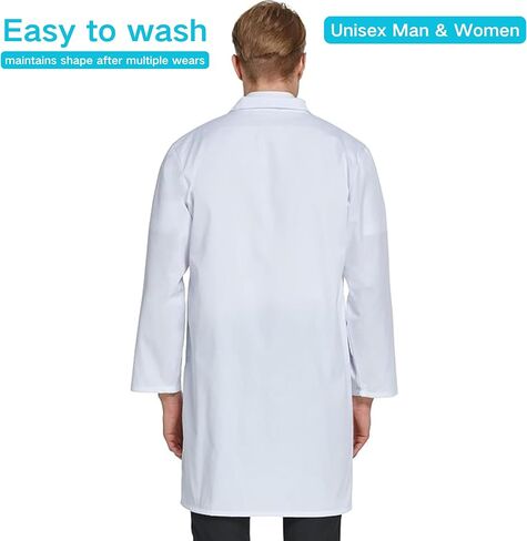 Professional Lab Coat White for Men Women Unisex Medical Labcoat Doctor Nurse Med Laboratory Coat in Saudi Arabia