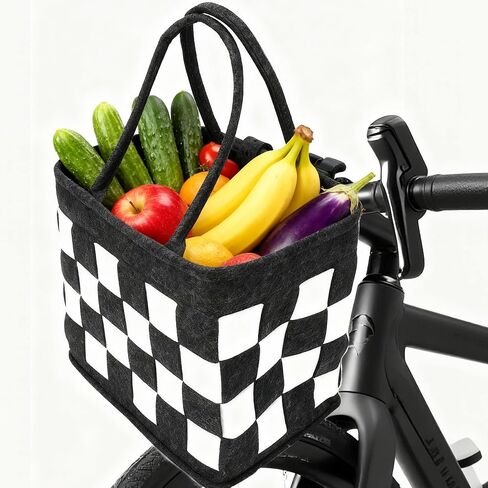 Bike Basket Front for Bike, Woven Felt Bicycle Handlebar Basket for Adults, Detachable Storage Basket for Commuting, Shopping, Picnic, Daily Riding Accessories in Saudi Arabia