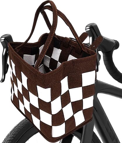 Bike Basket Front for Bike, Woven Felt Bicycle Handlebar Basket for Adults, Detachable Storage Basket for Commuting, Shopping, Picnic, Daily Riding Accessories in Saudi Arabia
