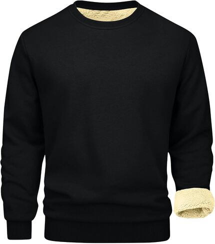 Mens Sherpa Fleece Lined Sweatshirt Winter Long Sleeve Thermal Shirts Thicken Warm Crewneck Pullover Heavy Underwear in Saudi Arabia