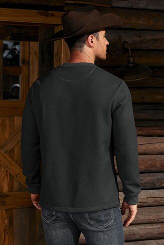 Mens Waffle Fleece-Lined Henley Shirts Heavyweight Thermal Long Sleeve Casual Solid Pullover (S-XXL) in Saudi Arabia