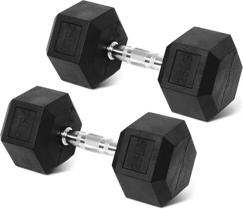 Rubber Encased Hex Weights Dumbbells Set of 5 – 50 lb Pair | Cast Iron Hand Weights with Anti-Slip Grip for Home Gym Strength Training in Saudi Arabia