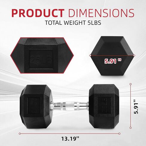 Rubber Encased Hex Weights Dumbbells Set of 5 – 50 lb Pair | Cast Iron Hand Weights with Anti-Slip Grip for Home Gym Strength Training in Saudi Arabia
